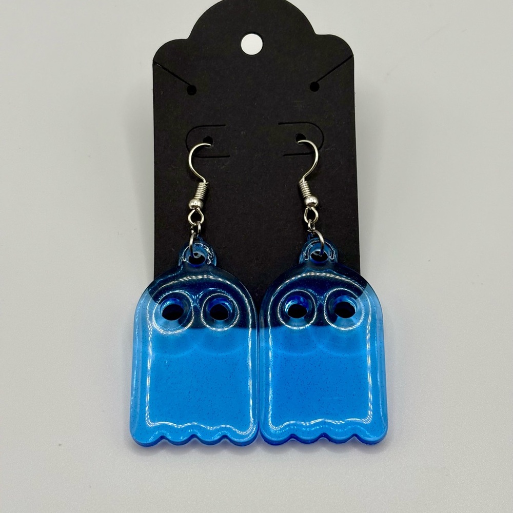 HANDMADE- Ghost Earrings- Blue